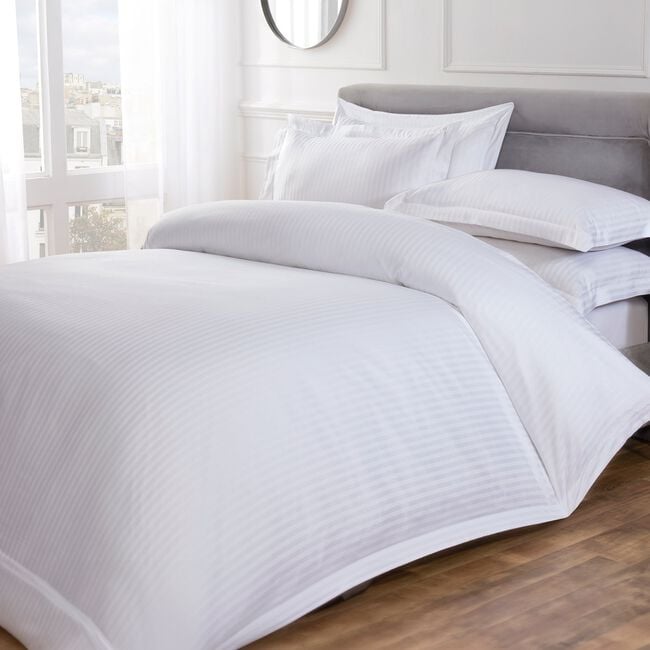 SINGLE DUVET COVER Crossabeigh Stripe 300tc White
