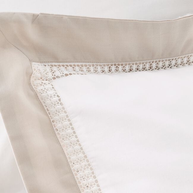BIANCA SUPER KING DUVET Oxford Lace Trim Natural