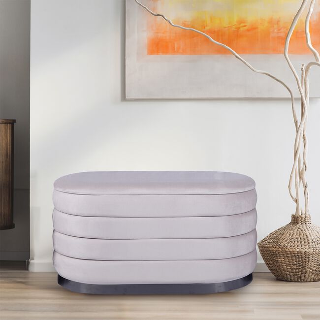 Oval Velvet Ottoman - Large