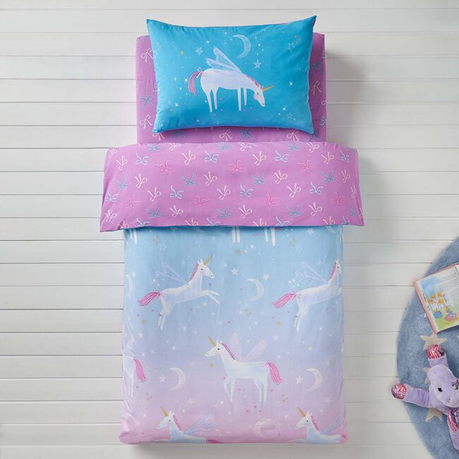 JUNIOR BED DUVET COVER Unicorn Bows