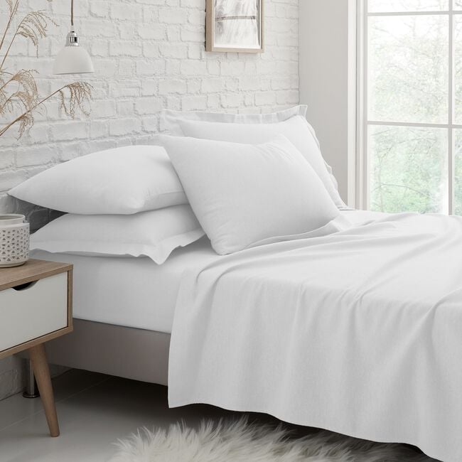 DOUBLE FLAT SHEET Brushed Cotton White 