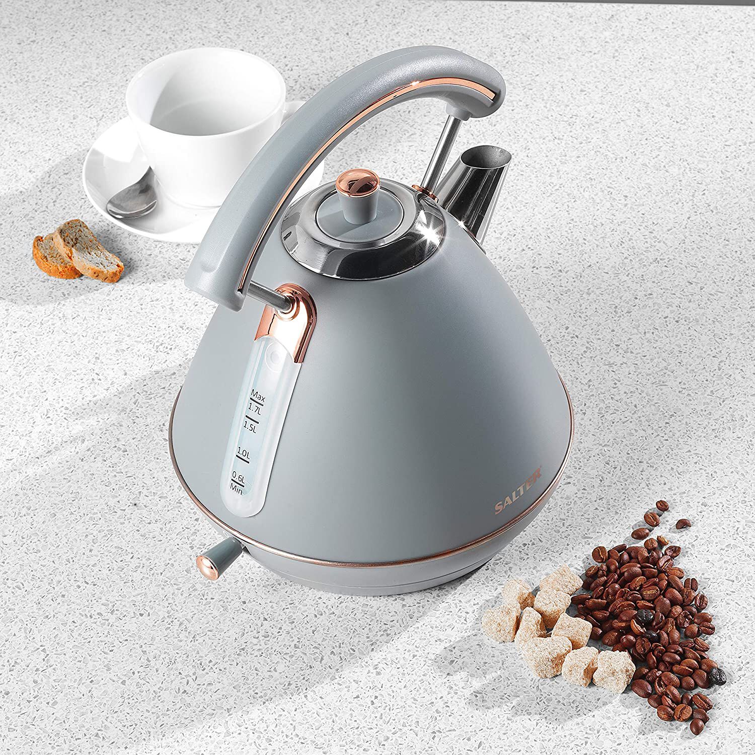 Salter Grey & Rose Gold Pyramid Kettle Home Store + More