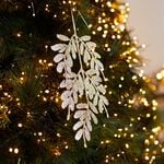 Christmas Glitter Fern and Feather Tree Pick