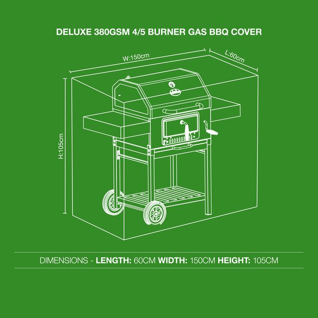 Deluxe 380GSM 4/5 Burner Gas BBQ Cover 