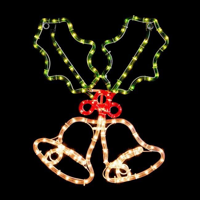 Bells & Holly Rope Light Silhouette