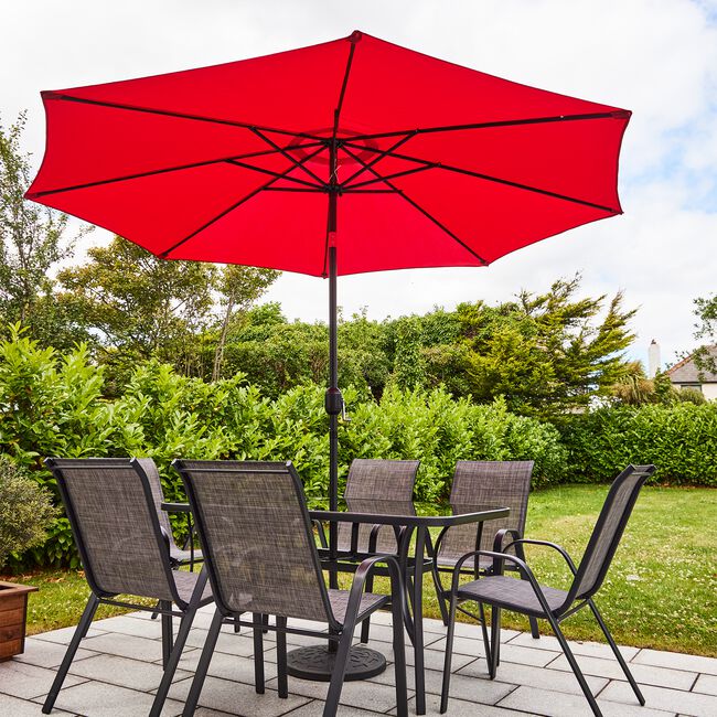 3M CRANK & TILT Sun Parasol - Red