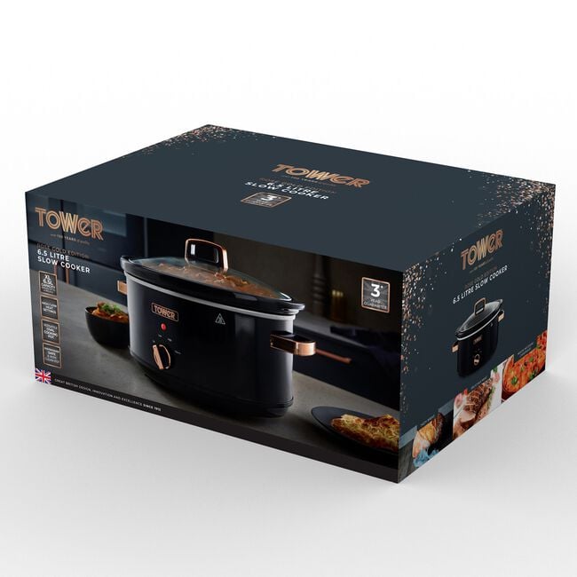 Tower Infinity 6.5L Black & Rose Gold Slow Cooker