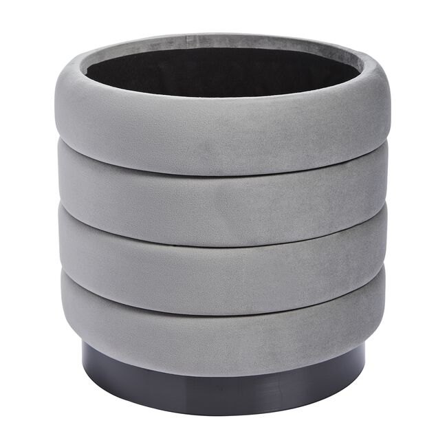 SMALL OVAL GREY VELVET Ottoman