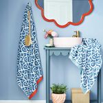 LAND & SHORE CORIE BLUE/RED Hand Towel