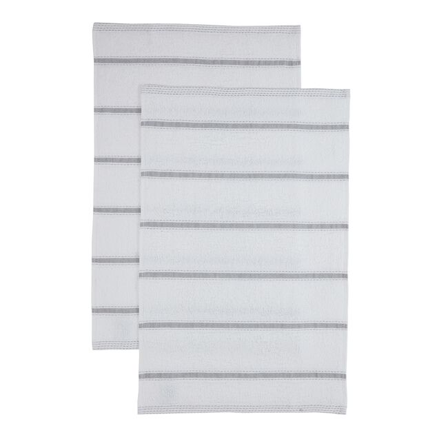 Stripe Tea Towels 2 Pack - Dove Grey