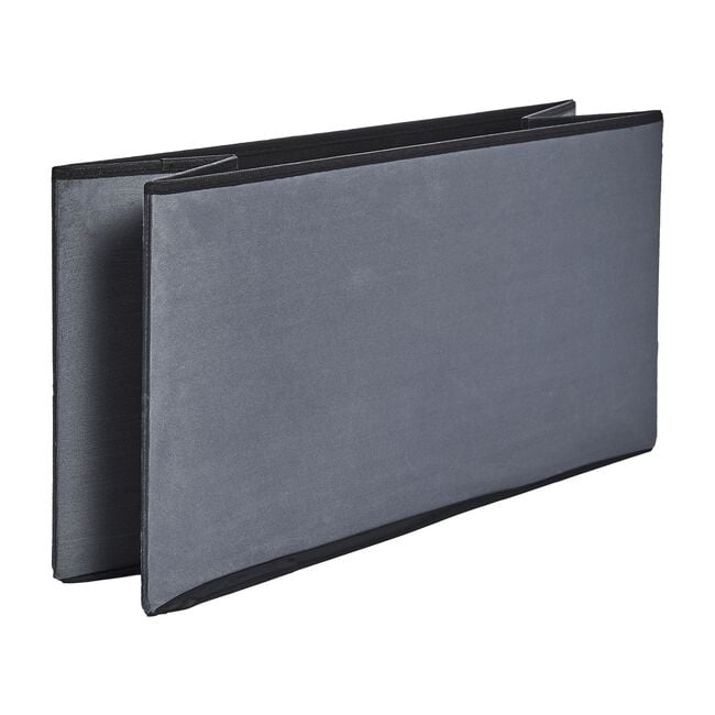 Large Folding Velvet Storage Ottoman - Grey