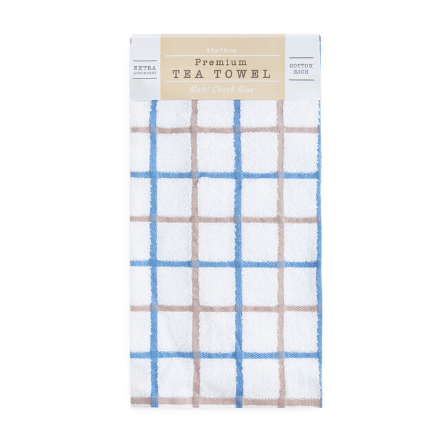 Multi Check Tea Towel - Blue