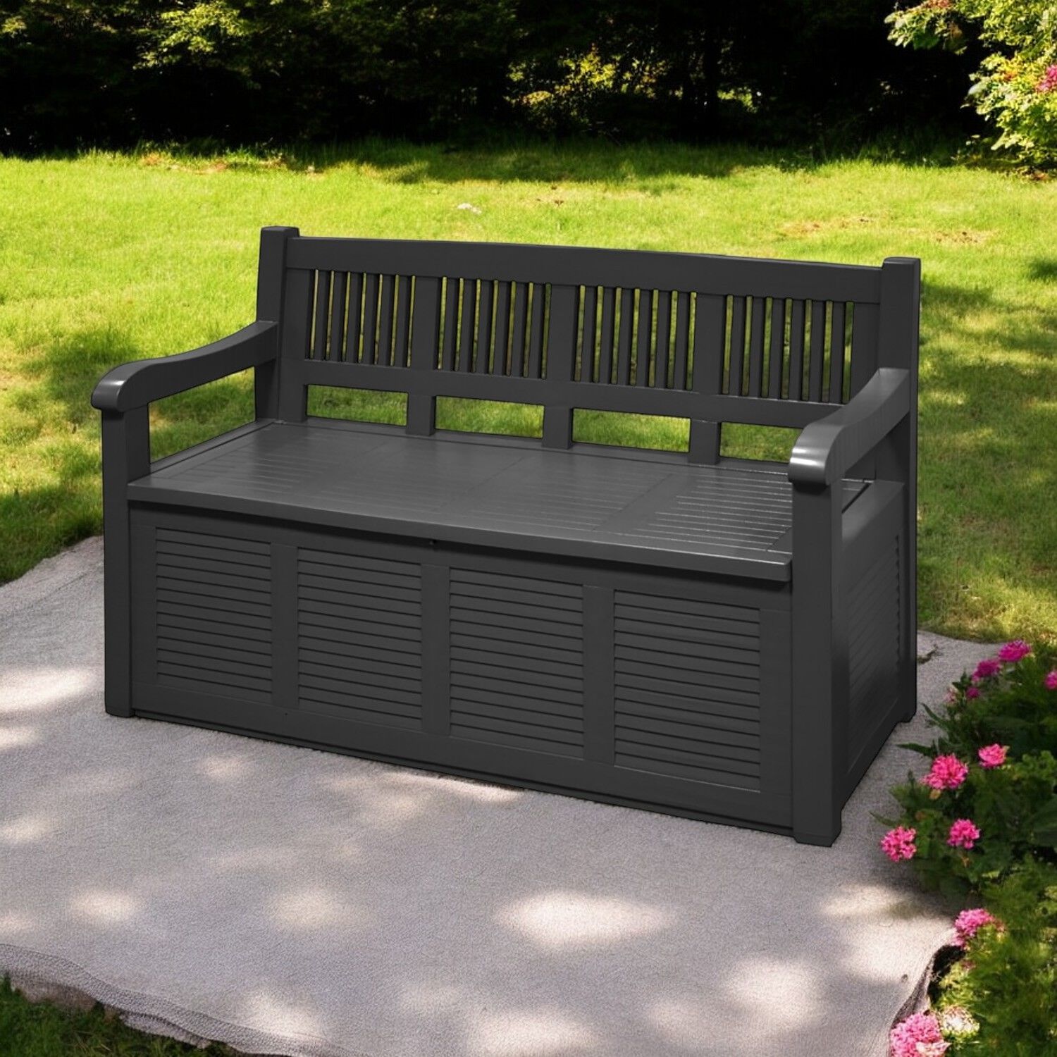 plastic garden seat with storage