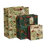 3 Christmas Gift Bags - Green Robin