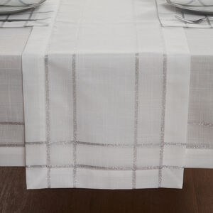 Twinkle Table Runner 229cm x 40cm - White/Silver