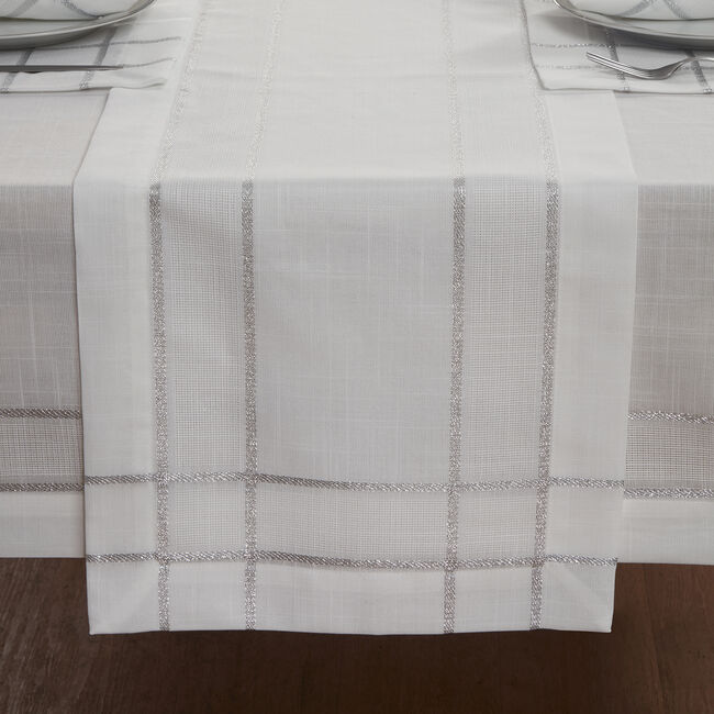 Twinkle Table Runner 229cm x 40cm - White/Silver