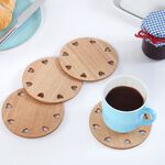 Round Wooden Hearts Coasters 4 Pack