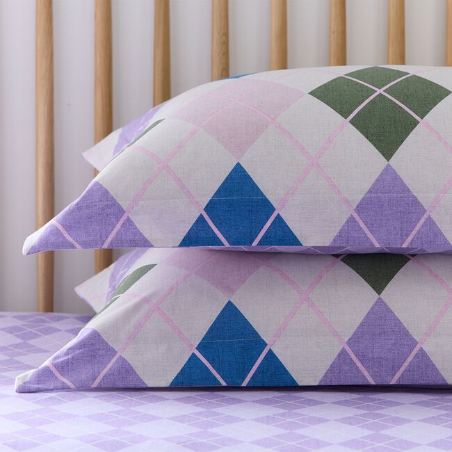 Argyle Oxford Pillowcase Pair - Purple