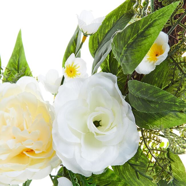 White Floral Wicker Wreath