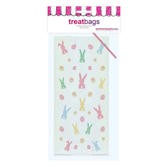 Easter Eggs & Bunnies Cello Bags & Twist Ties 20pk