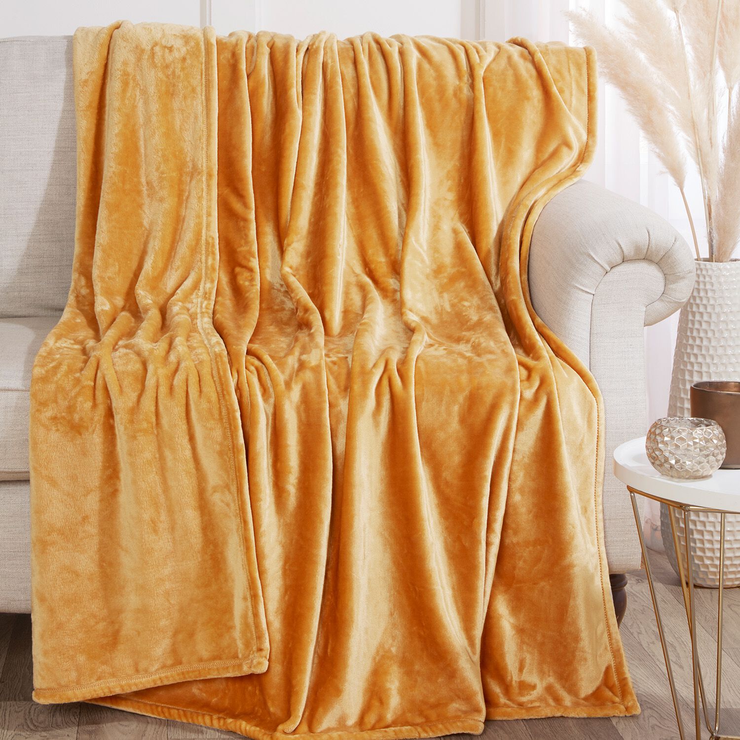 Ruane Plush Velvet Throw 150 x 200cm Ochre Home Store + More