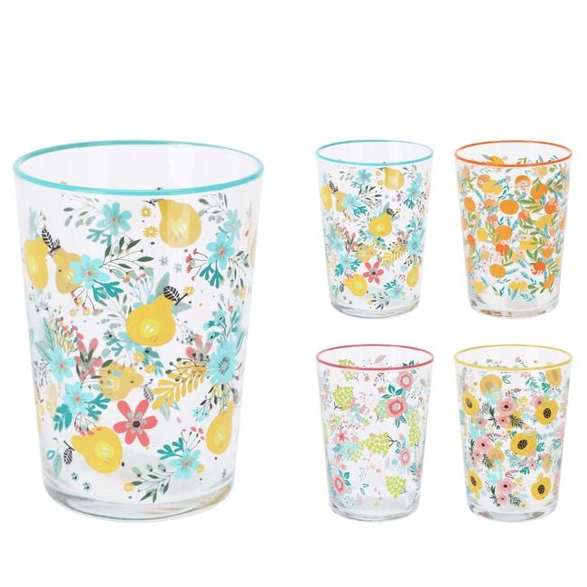 Floral Glass Tumbler 510ml