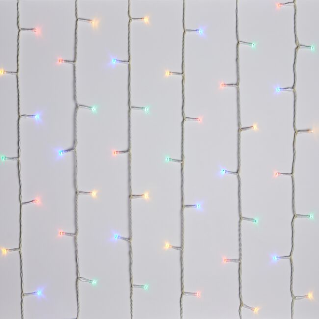 200 MULTICOLOUR Led Lights W/ White Cable