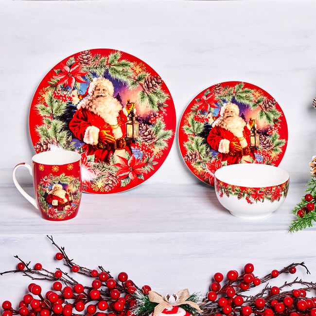 Love Christmas Santa & Poinsettia Mug
