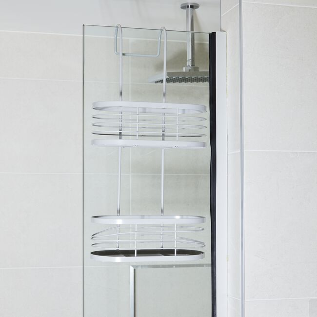 CAUSEWAY BAY TWO TIER OVAL Grey Hanging Shower Caddy