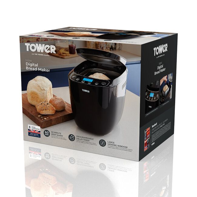Tower Black Digital 550W 2lb Bread Maker