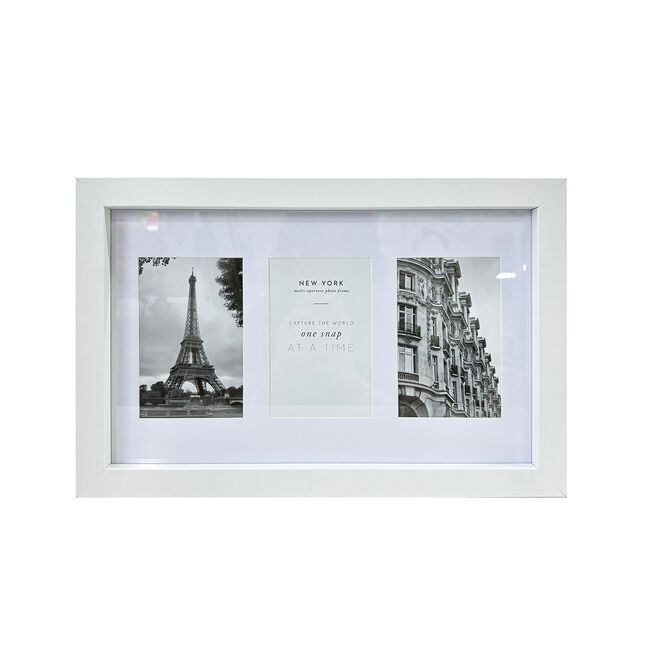 NEW YORK 4x6 3 WINDOW WHITE Photo Frame
