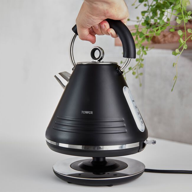 Tower Ash Black 1.7L Pyramid Kettle