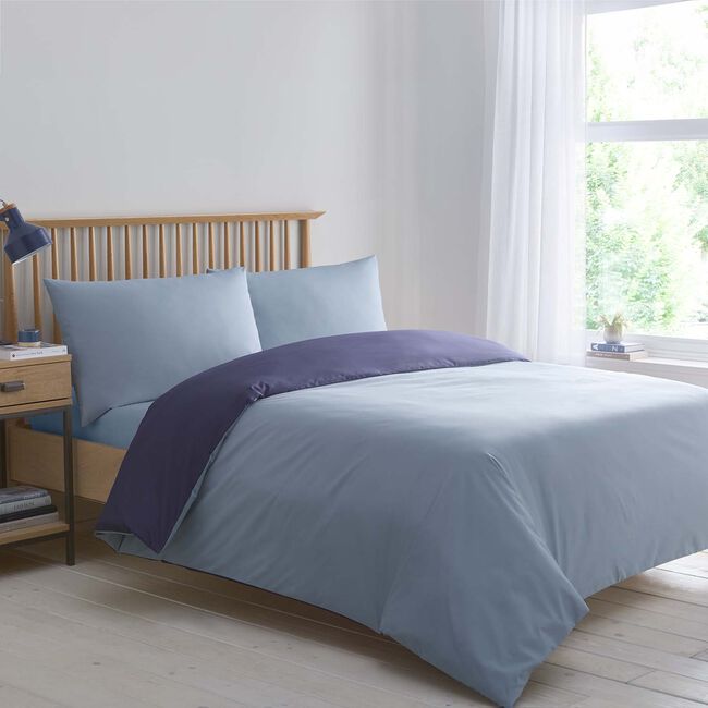 SUPERKING DUVET COVER Luxury Percale Air Force Blue/Navy