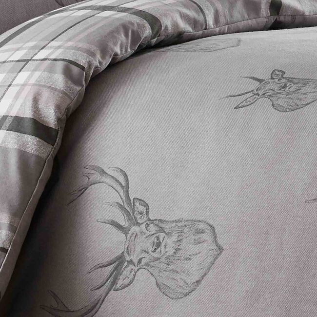 SINGLE DUVET COVER Brushed Cotton Stag Charcoal