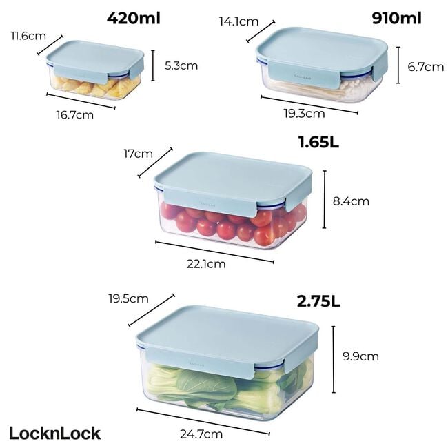 Lock & Lock Plus Rectangular Containers 4 Piece