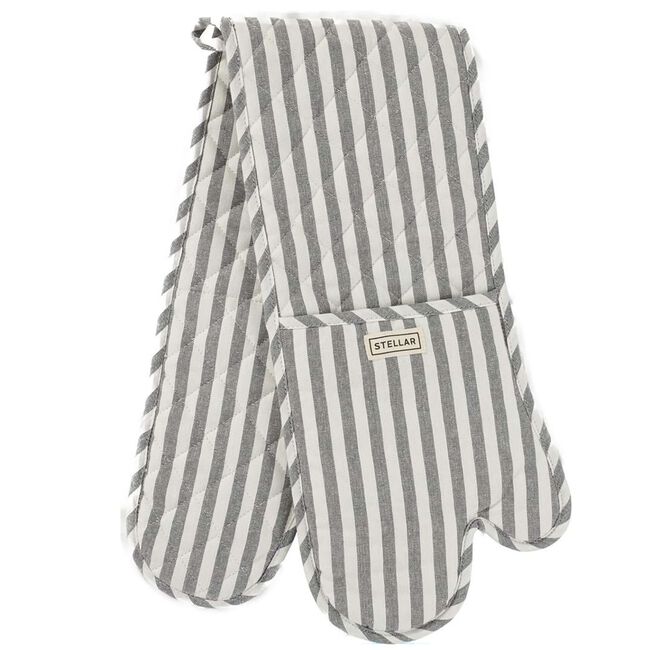 Stellar Grey Stripe Double Oven Glove