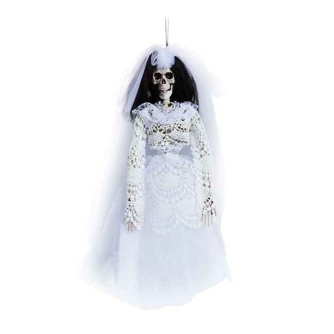 Halloween Skeleton Bride with Black Hair- 40cm