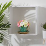 Rose Bouquet in Teal Cup w/ Gold Detail 14cm