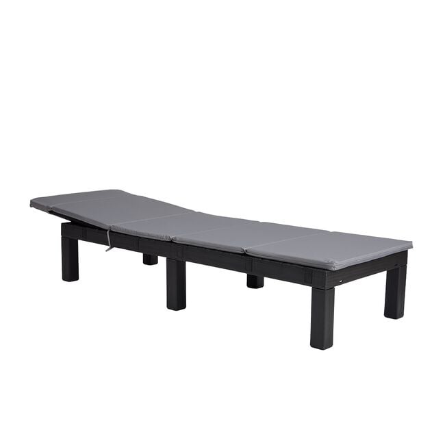 Foldable Sun Lounger with Grey Cushion