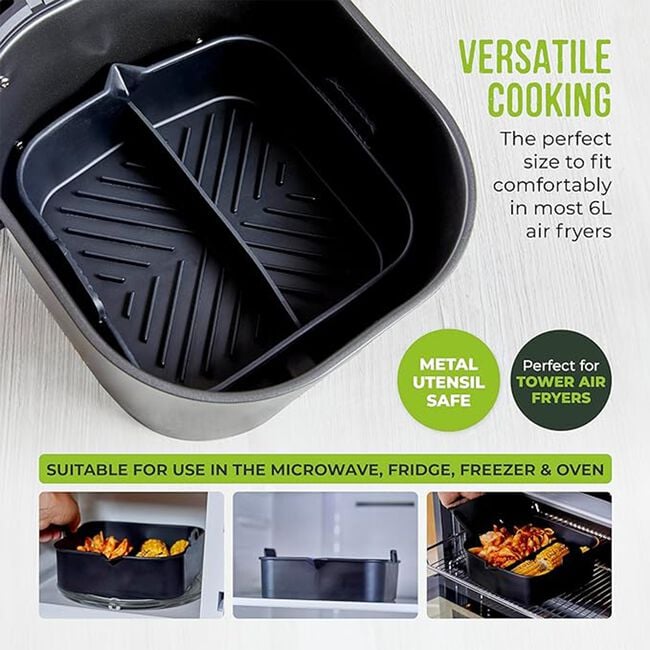 Tower Black Square Air Fryer Tray with Divider