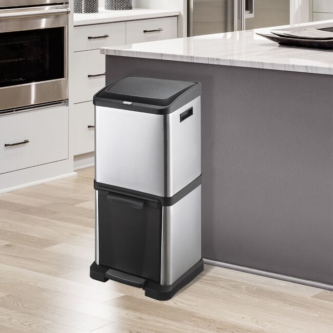 Double Recycle Bin 34L Stacked - Stainless Steel 