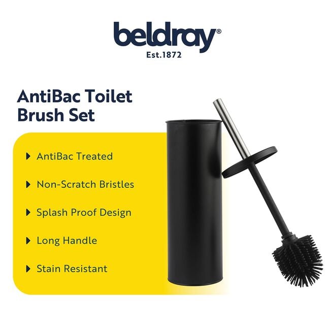 BELDRAY BLACK ROUND TOILET BRUSH With Silicone Head 