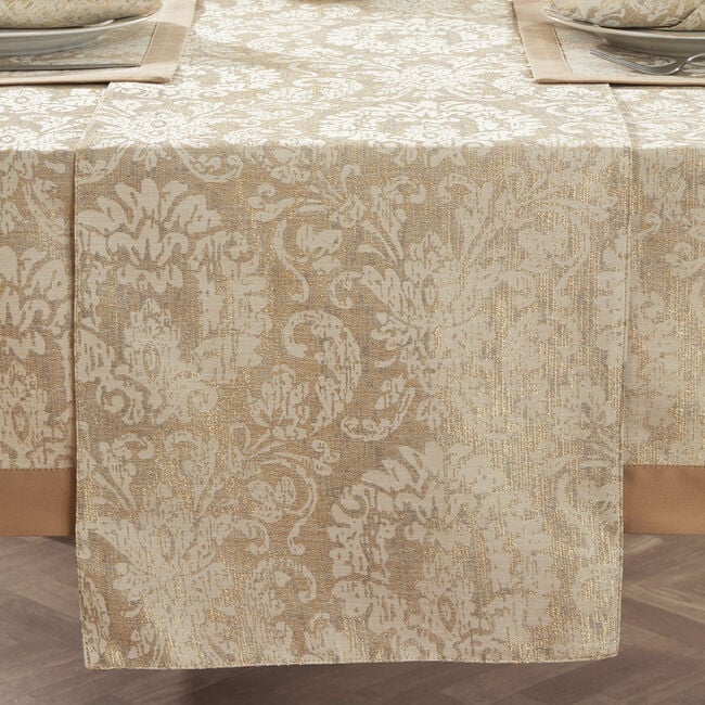 Damask Medallion Table Runner 229 x 34cm - Gold