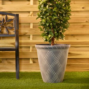 14" GREY Diamond Shaped Plant Pot