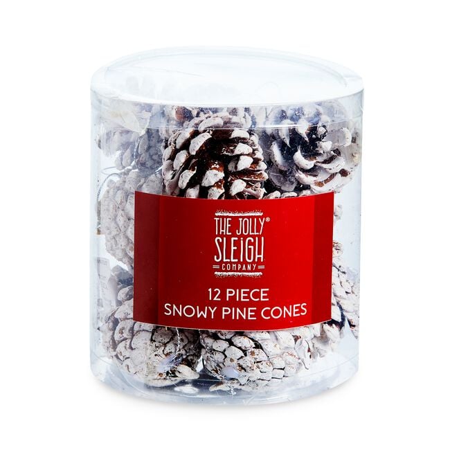 Snowy Pine Cones Tree Decorations - 12 Pack