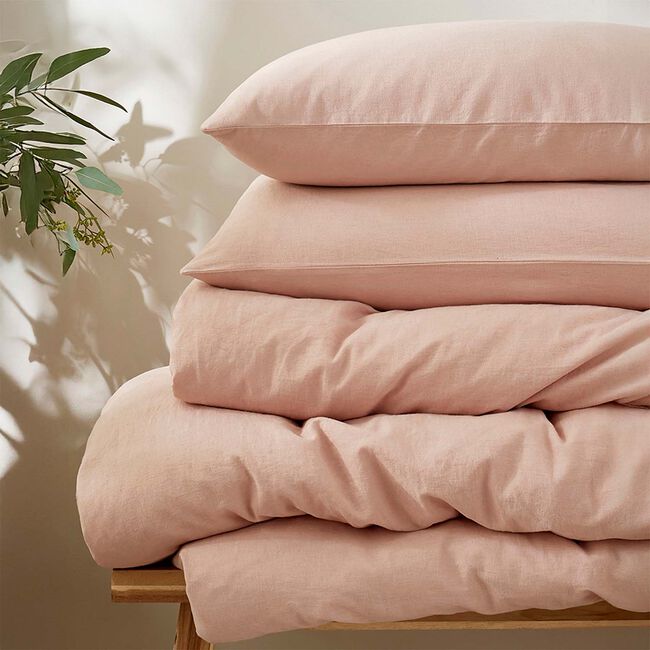 SINGLE DUVET COVER Martex Touch of Linen Seashell Pink