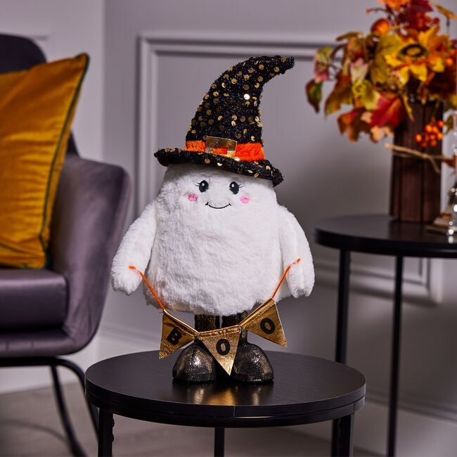 Halloween Décor Standing Plush Ghost With Boo Sign