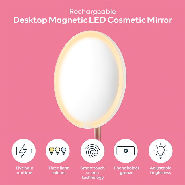 Carmen Rechargeable LED Magnetic Mirror