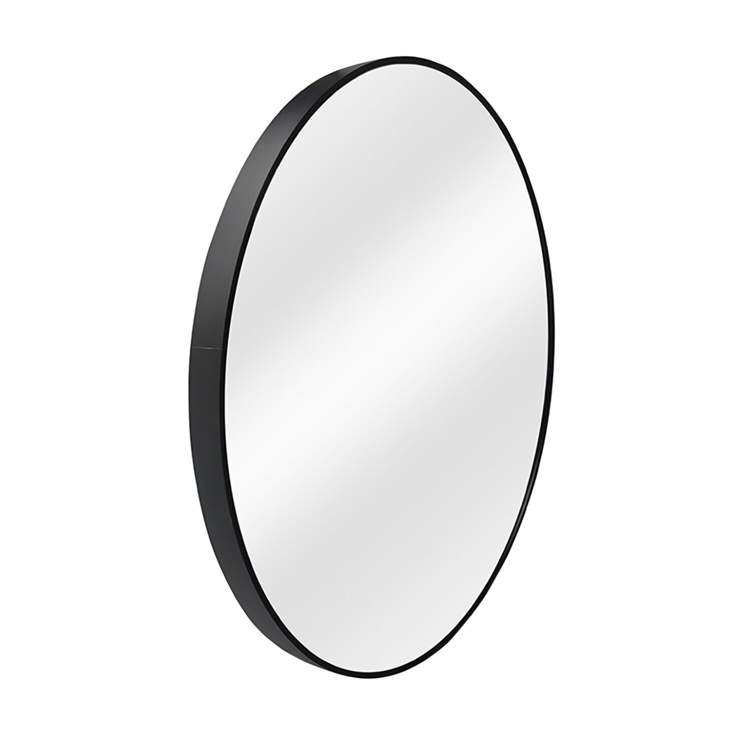 Black round store mirror