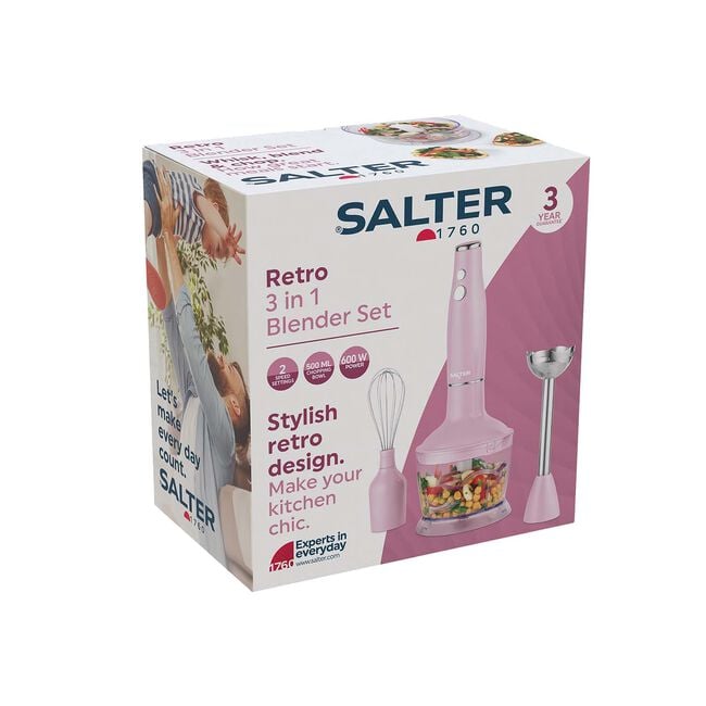 SALTER RETRO PINK 3 in 1 Blender Set